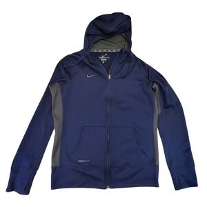 Nike Therma‎ Fit Full Zip Hoodie Navy Blue Gray Men's Medium Athletic Training